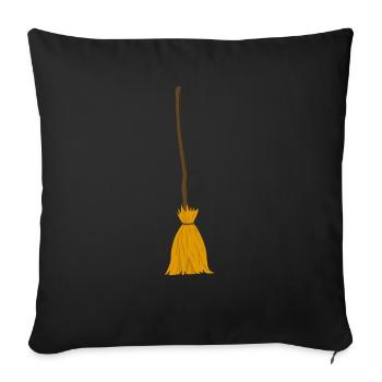 Hexen Besen - Halloween - Geschenk, Geschenkidee - Sofakissenbezug 45 x 45 cm - Schwarz - Vorne