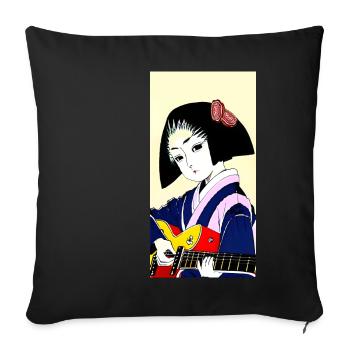 Geisha Gitarre - Sofakissenbezug 45 x 45 cm - Schwarz - Vorne