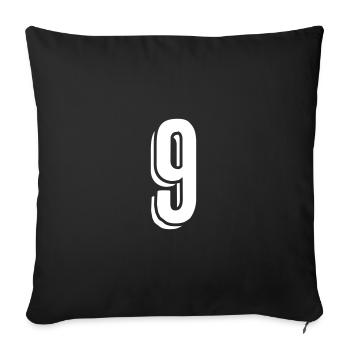 Maillot numéro neuf - numéro - 9 - Housse de coussin décorative 45 x 45 cm - noir - Devant
