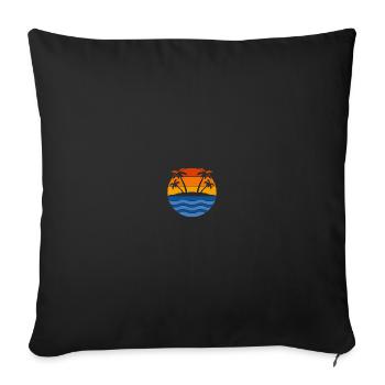 Palm Trees Waves Beach Retro Sunset - Sofa pillowcase 17,3'' x 17,3'' (45 x 45 cm) - black - Front