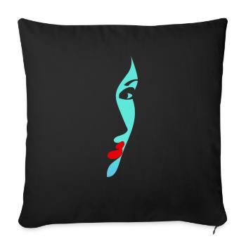 Beautiful female paint fashion colorful woman art - Sofa pillowcase 17,3'' x 17,3'' (45 x 45 cm) - black - Front