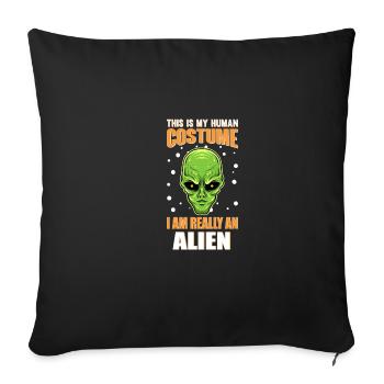 Halloween This is my human costume. I bi - Sofa pillowcase 17,3'' x 17,3'' (45 x 45 cm) - black - Front