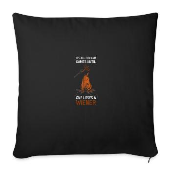 Camping Feu de camp Caravane viennoise Cadeau - Housse de coussin décorative 45 x 45 cm - noir - Devant