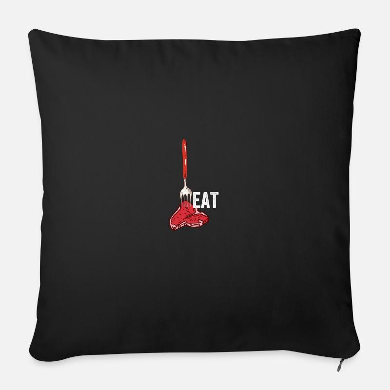 Meat Fleisch BBQ Grillen Sommer Steak Wurst - Sofakissenbezug 45 x 45 cm - Schwarz