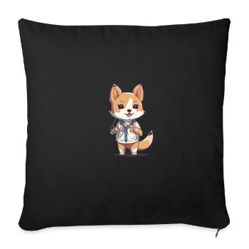Japanese dog Shiba Inu doctor nurse - Sofa pillowcase 17,3'' x 17,3'' (45 x 45 cm) - black - Front