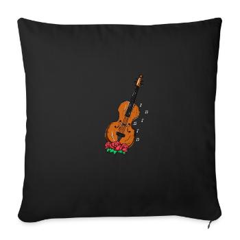 Violon avec des fleurs. Cadeau violoniste - Housse de coussin décorative 45 x 45 cm - noir - Devant