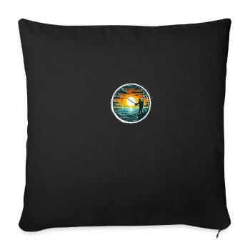 Sunset Angler - Fishing Gift Men - Sofa pillowcase 17,3'' x 17,3'' (45 x 45 cm) - black - Front