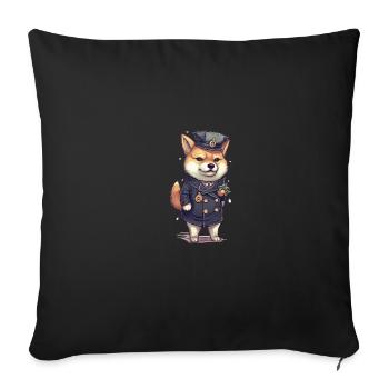 Le chien japonais Shiba Inu en tant que policier - Housse de coussin décorative 45 x 45 cm - noir - Devant