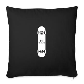 J’aime skater Heart Skater Gift - Housse de coussin décorative 45 x 45 cm - noir - Devant