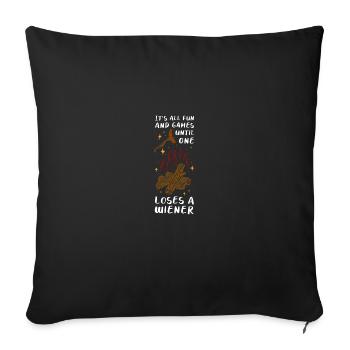 Camping Feu de camp Caravane viennoise Cadeau - Housse de coussin décorative 45 x 45 cm - noir - Devant