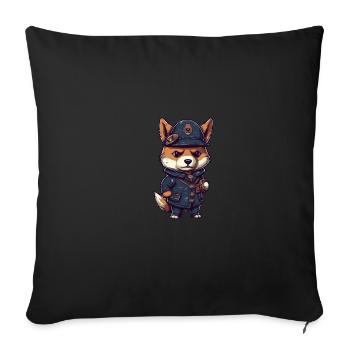 Chien japonais Shiba Inu, policier de profession - Housse de coussin décorative 45 x 45 cm - noir - Devant