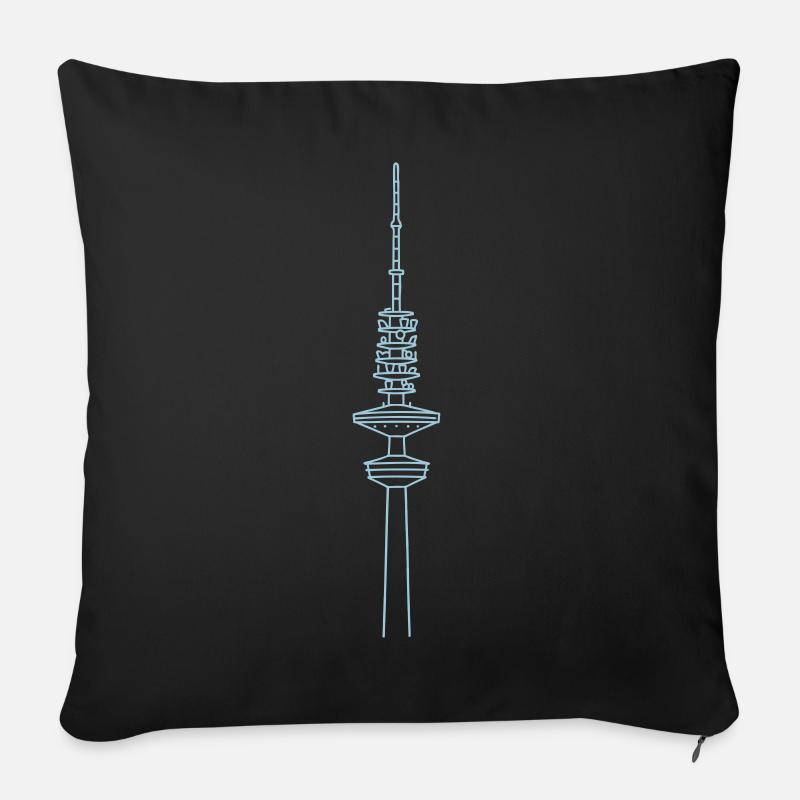 Heinrich-Hertz-Turm Hamburg - Sofakissenbezug 45 x 45 cm - Schwarz