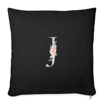 Customizable Monogram J Floral - Sofa pillowcase 17,3'' x 17,3'' (45 x 45 cm) - black - Front