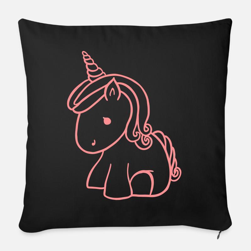licorne - Housse de coussin décorative 45 x 45 cm - noir