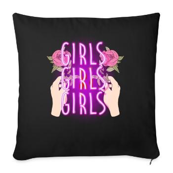 Puissance de la femme, néon - Housse de coussin décorative 45 x 45 cm - noir - Devant