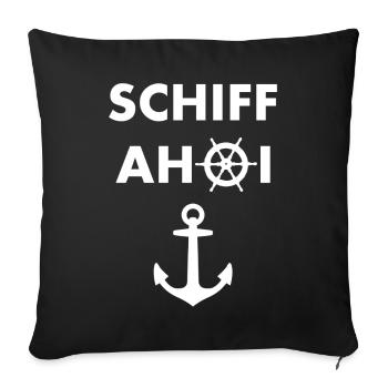 Schiff Ahoi - Sofakissenbezug 45 x 45 cm - Schwarz - Vorne