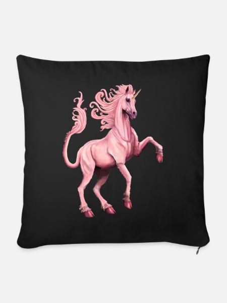 rosa Einhorn - Sofakissenbezug 45 x 45 cm - Schwarz