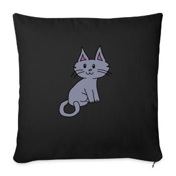 Doux chat Cat Amour de chat cadeau Miau Amour animal - Housse de coussin décorative 45 x 45 cm - noir - Devant