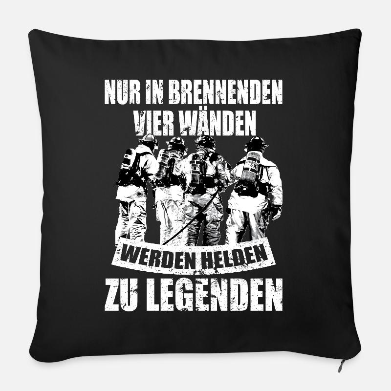 Pompier pompiers - Housse de coussin décorative 45 x 45 cm - noir