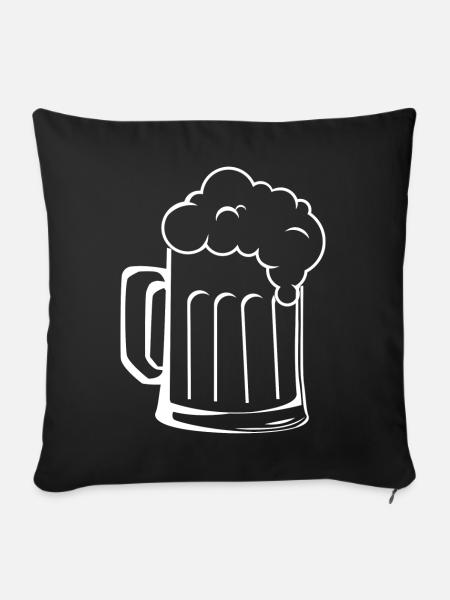 Bierglas weiss - Sofakissenbezug 45 x 45 cm - Schwarz