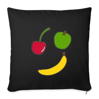 Fruit, fruits, dessin animé, idée cadeau - Housse de coussin décorative 45 x 45 cm - noir - Devant