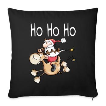 Ho ho ho Père Noël monte à un renne - Cadeau - Housse de coussin décorative 45 x 45 cm - noir - Devant