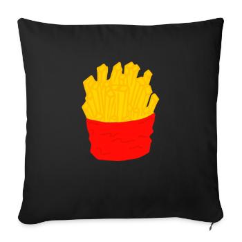 French Fries - Food - Gift - Sofa pillowcase 17,3'' x 17,3'' (45 x 45 cm) - black - Front