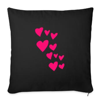Cœurs - Housse de coussin décorative 45 x 45 cm - noir - Devant
