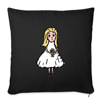 Dessin - Mariée - Housse de coussin décorative 45 x 45 cm - noir - Devant