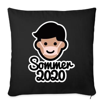 Sommer 2020 Urlaub Gesichtsmaske Sonne Corona - Sofakissenbezug 45 x 45 cm - Schwarz - Vorne