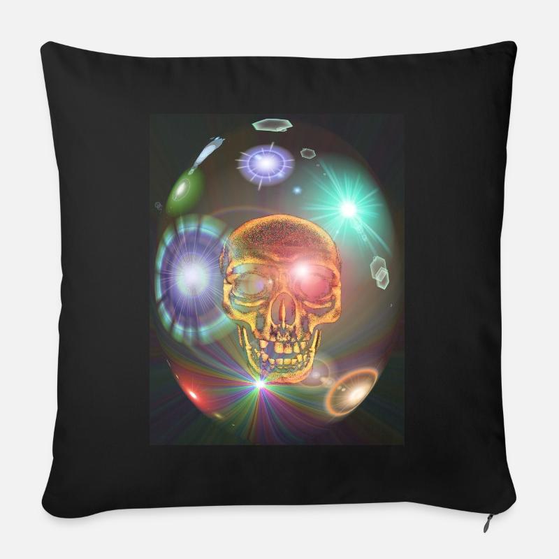 Oeuf Cosmos avec crâne - Housse de coussin décorative 45 x 45 cm - noir