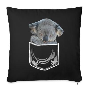 Koala bear in breast pocket, shirt pocket - Sofa pillowcase 17,3'' x 17,3'' (45 x 45 cm) - black - Front