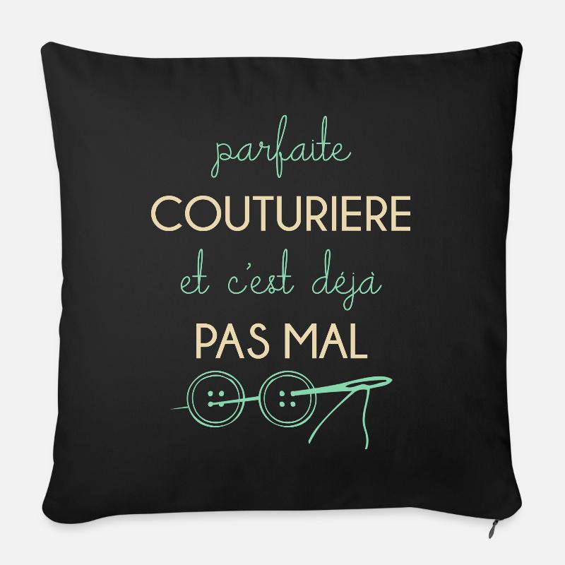 Couture - Housse de coussin décorative 45 x 45 cm - noir