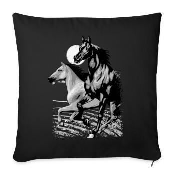 Equitation - cavalier - sport équestre - beaux chevaux - Housse de coussin décorative 45 x 45 cm - noir - Devant
