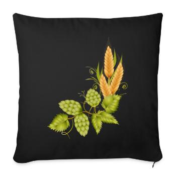 Le houblon et le malt base pour la bière - Housse de coussin décorative 45 x 45 cm - noir - Devant