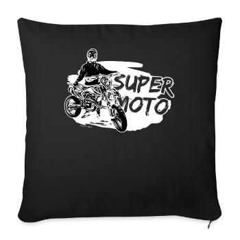 Supermoto / Supermotard / Supermoto Wheelie - Sofa pillowcase 17,3'' x 17,3'' (45 x 45 cm) - black - Front