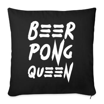 Font beerpong queen beer drinking game game - Sofa pillowcase 17,3'' x 17,3'' (45 x 45 cm) - black - Front