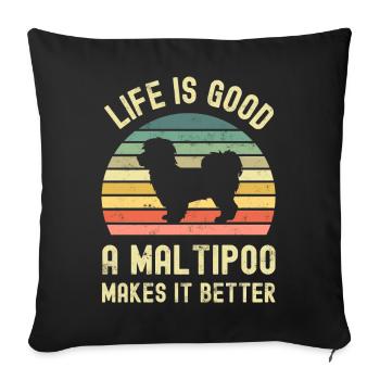 Dog Maltipoo - Sofa pillowcase 17,3'' x 17,3'' (45 x 45 cm) - black - Front