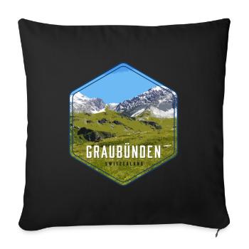 Graubünden Alpine Panorama - Sofa pillowcase 17,3'' x 17,3'' (45 x 45 cm) - black - Front