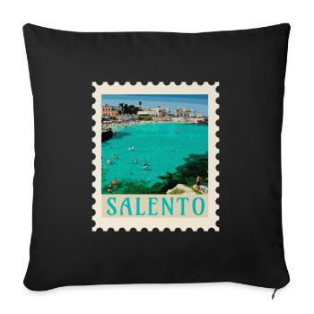 Salento Turquoise Beach Retro Poster - Sofa pillowcase 17,3'' x 17,3'' (45 x 45 cm) - black - Front