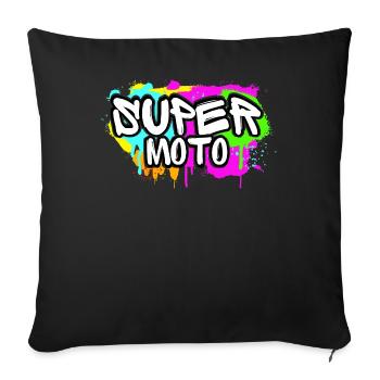 Supermoto / Supermotard / Supermoto Wheelie Biker - Sofa pillowcase 17,3'' x 17,3'' (45 x 45 cm) - black - Front