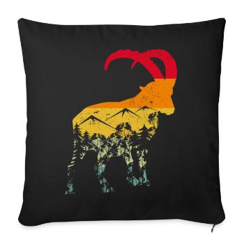 Steinbock, Wandern, Berge - Sofakissenbezug 45 x 45 cm - Schwarz - Vorne