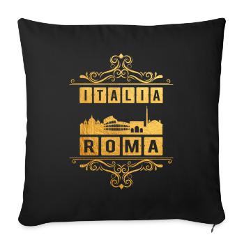 Rome Roma Italy City Skyline Ornament Gold Love - Sofa pillowcase 17,3'' x 17,3'' (45 x 45 cm) - black - Front