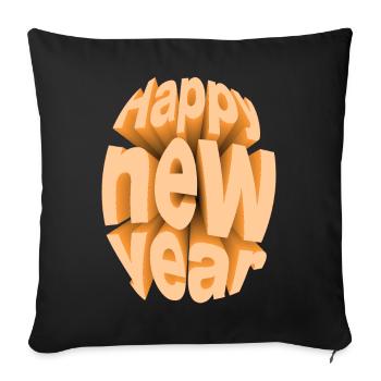 Design Festifisage du Nouvel An Coloré - Housse de coussin décorative 45 x 45 cm - noir - Devant