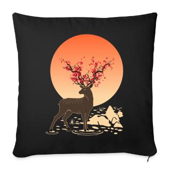 Hirschgeist | Schützen Sie Sika Hirsche - Sofakissenbezug 45 x 45 cm - Schwarz - Vorne