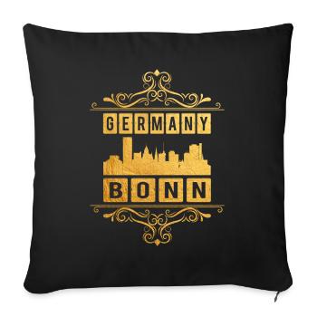 Bonn Deutschland Stadt Skyline Gold Ornament - Sofakissenbezug 45 x 45 cm - Schwarz - Vorne