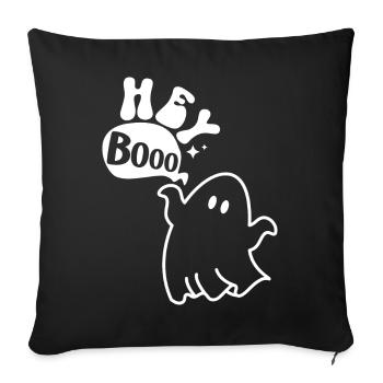 Halloween ghost knows Hey Booo - Sofa pillowcase 17,3'' x 17,3'' (45 x 45 cm) - black - Front