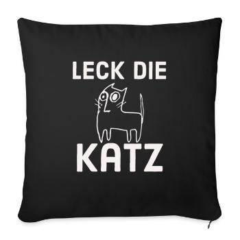 Leck die Katz - Sofakissenbezug 45 x 45 cm - Schwarz - Vorne