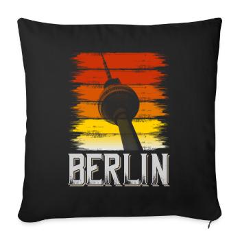 Berlin Germany City Skyline Vintage Retro - Sofa pillowcase 17,3'' x 17,3'' (45 x 45 cm) - black - Front