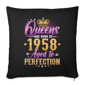 Queen 1958 born birthday gift - Sofa pillowcase 17,3'' x 17,3'' (45 x 45 cm) - black - Front
